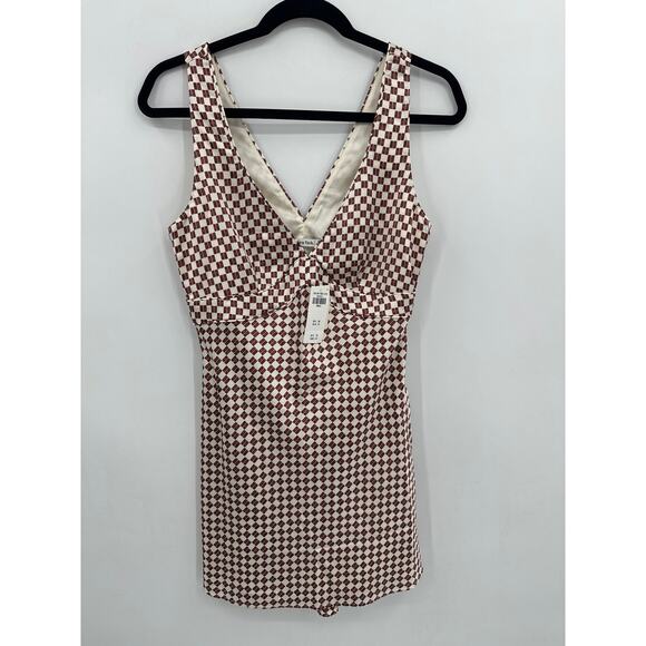 Abercrombie & Fitch Dresses & Skirts - Abercrombie & Fitch Brown/Cream Checkered Slip Mini Dress Size Small NWT